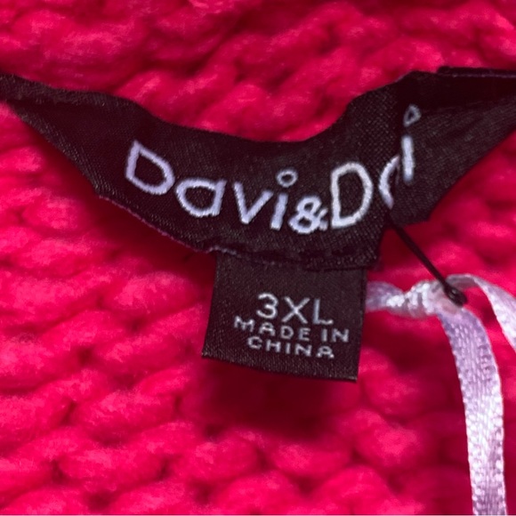 Womens Davi & Dani Floral Appliqué Cardigan Sweater | 3XL | Neon Hot Pink NEW!! - Picture 6 of 12